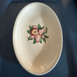 Paden City Pottery pink orchid Oval Ceramic Dish serving.